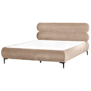 Letto con rete in velluto tortora 180 x 200 cm testata gambe in metallo nero camera da letto classica minimalista