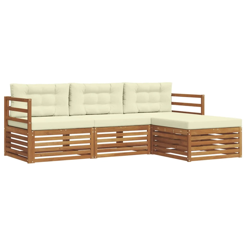 Set di divani da esterno con cuscino 4 pcs Naturale e Crema 3373240