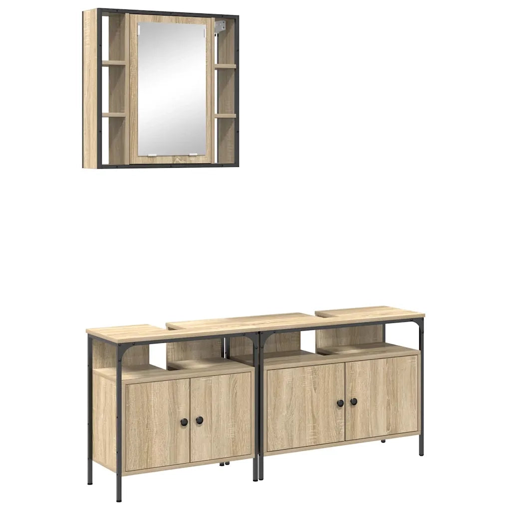 Set di mobili per il bagno 3 pcs Marrone Legno multistrato 3345147