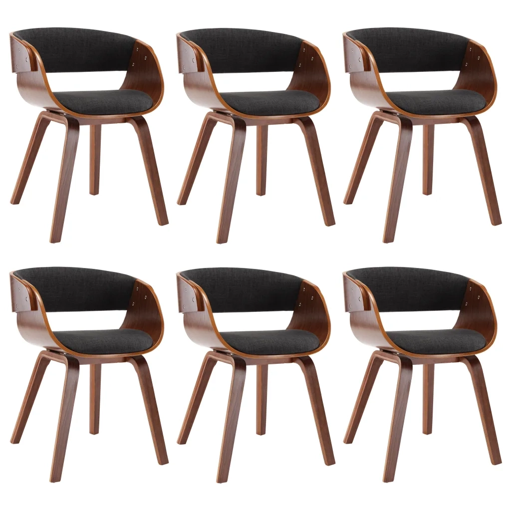 Sedie da Pranzo 6 pz Legno Curvato e Tessuto Grigio 278861