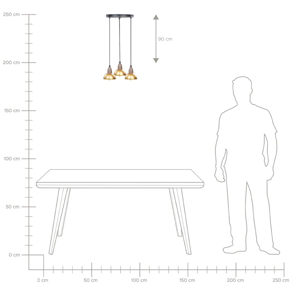 Lampada a sospensione Ottone Metallo Ferro Base Paralumi 3 Punto Luce Accessori Casa Illuminazione Soggiorno Sala da Pranzo