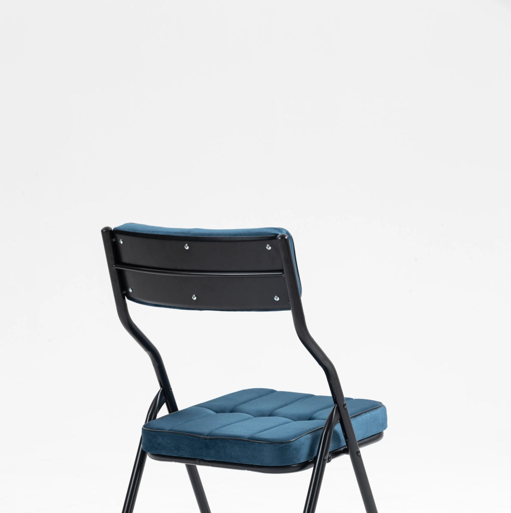 Set di 2 sedie pieghevoli imbottite blu in acciaio