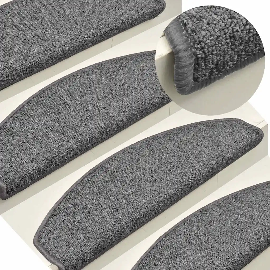 vidaXL Tappetini per scale 30 pz 65x24x4 cm Grigio scuro Semicircolari Grandi
