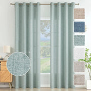 Gordini Semi-Transparenti con Oculi per Salotto, Set da 2, 225 x 140 cm, Verde Estate