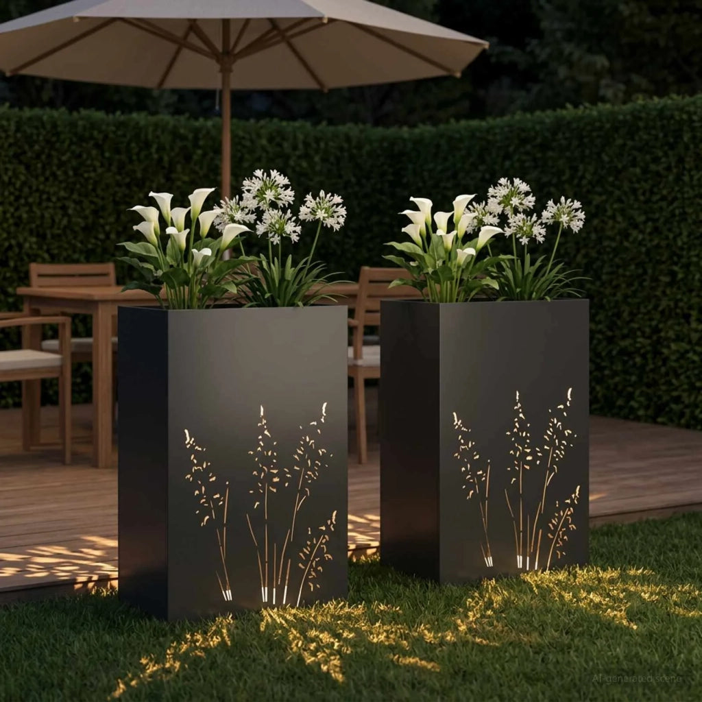 Vaso da giardino 2 pz Nero 50 x 30 x 75 cm 8005779