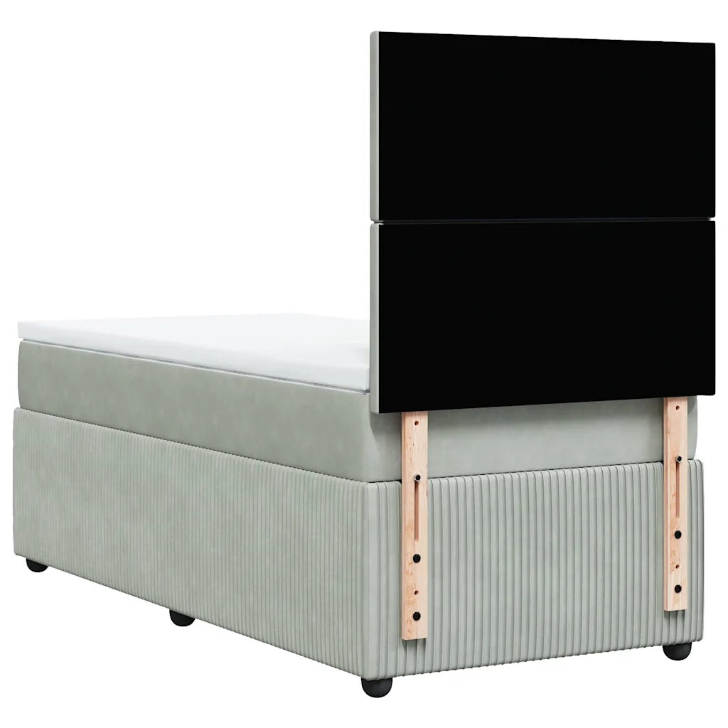 Giroletto a Molle con Materasso Grigio Chiaro 90x190 cm Velluto 3294508