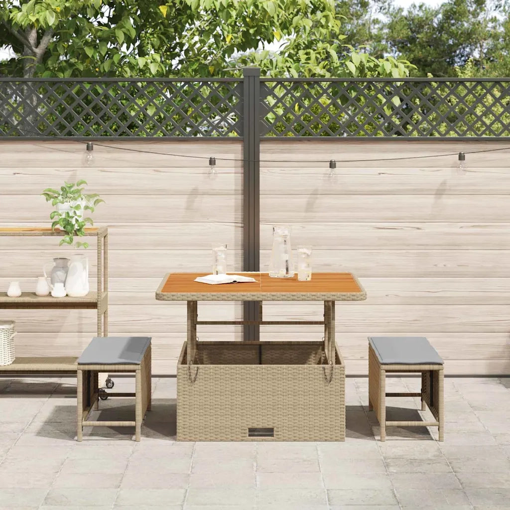 Set da Pranzo per Giardino Beige polyrattan 42007909