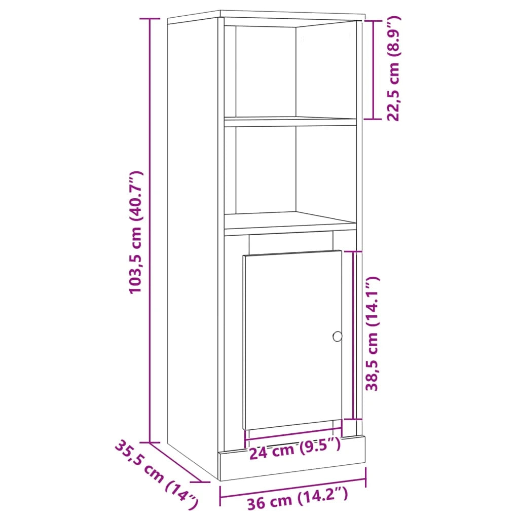 Buffet credenza cassettiera mobiletto mobile contenitore organizer cucina soggiorno salotto alto legno vecchio 36 x 35,5 x 103,5 cm legno ingegnerizzato marrone 02_0035653