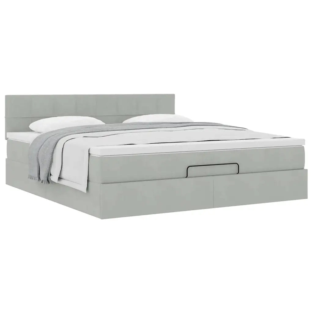 Struttura Letto Pouf con Materasso 180x200 cm in Velluto