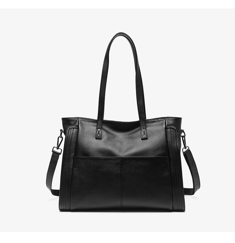 Borsa a tracolla da donna in vera pelle, alla moda, colore nero.