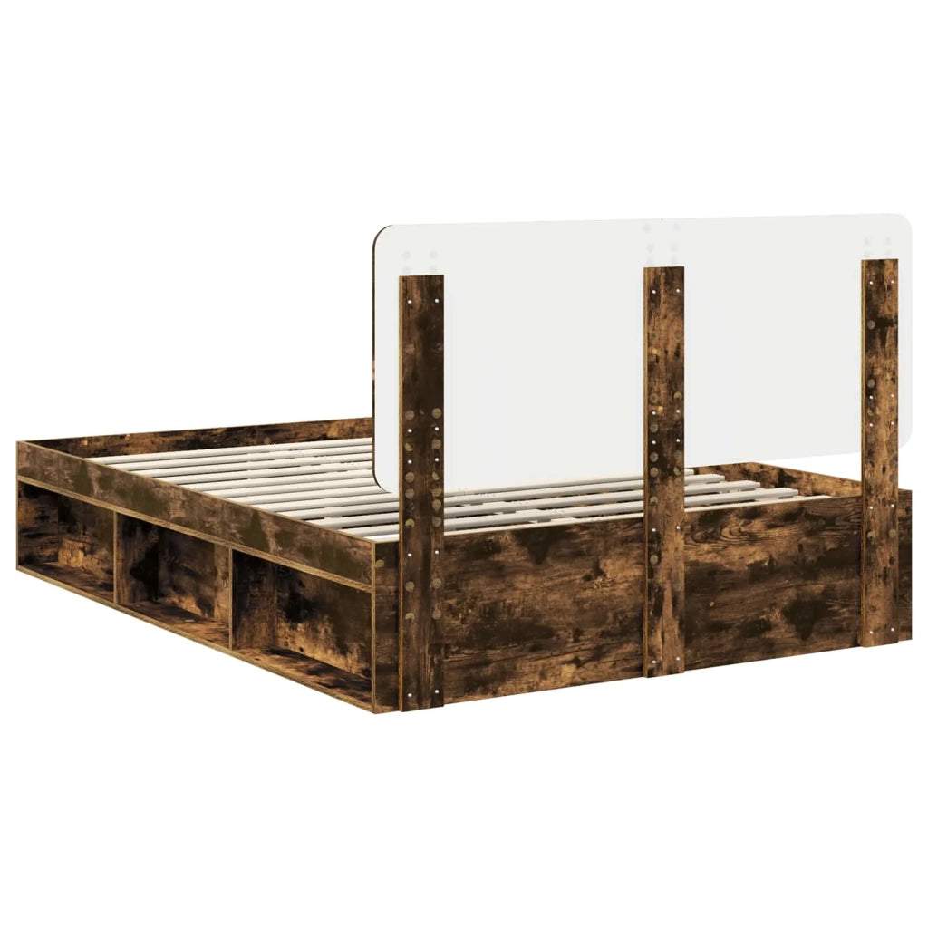 Struttura del letto Rovere fumé 160 x 200 cm Pino massello 3412465