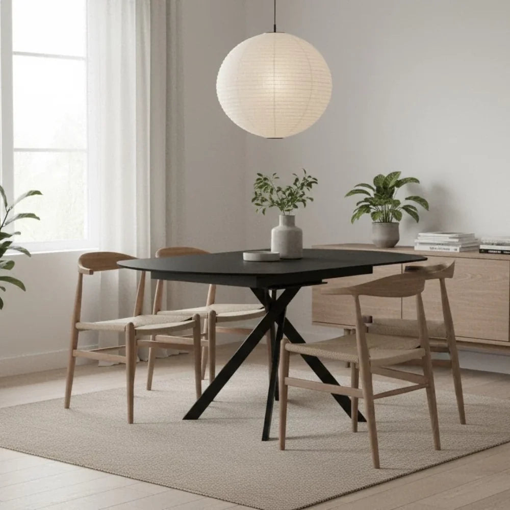 Tavolo da pranzo allungabile in ceramica effetto cemento grigio Drift 80-120x120 cm fino a 6 posti | Duzzle