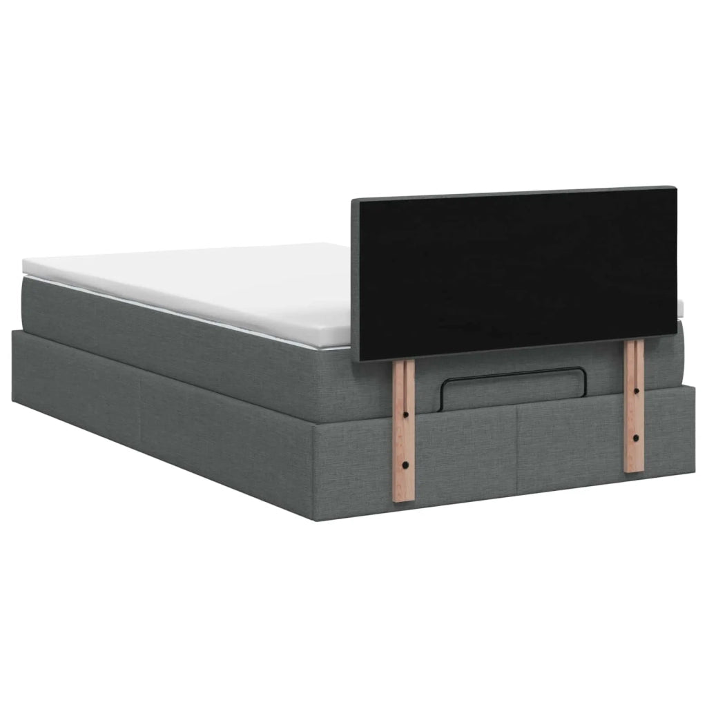 Letto Ottomano con Materasso e LED Grigio Scuro 120 x 200 cm 3456899