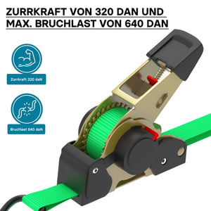 Cinghia di ancoraggio a cricchetto set 4 cinghie di fissaggio 3 m x 25mm 320 daN