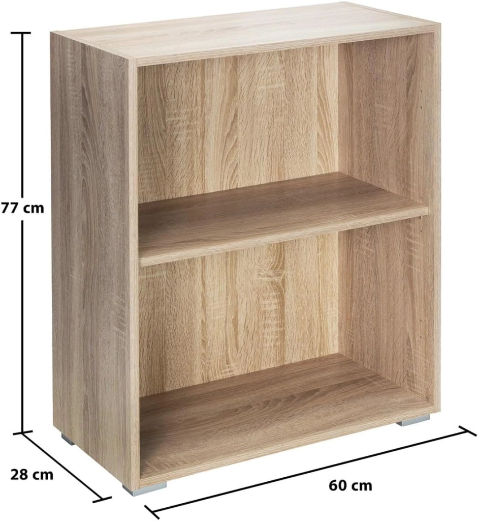 ® Libreria Scaffale Vela 77cm 2 Ripiani Mobile Archiviazione Documenti Marrone Rovere