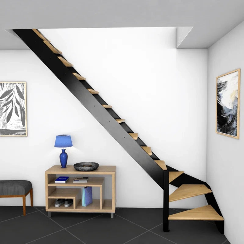 SPECTRA - Scala sinistra a 1/4 di giro con LED integrati, nera