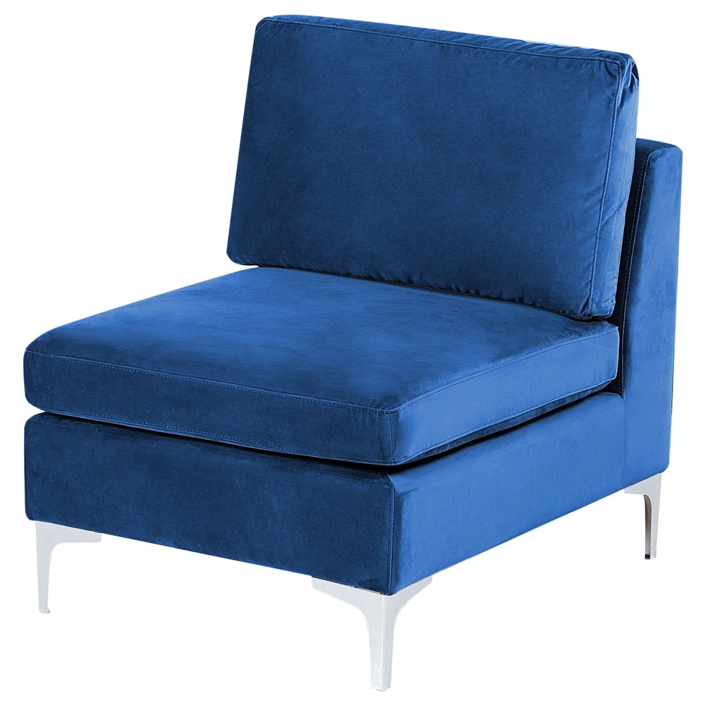 Divano componibile blu marino velluto a forma di U 6 posti gambe in metallo argento stile glamour