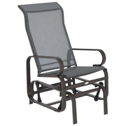 Sedia a dondolo da giardino in metallo ¨C zephmum ¨C grigio+beige 60x78x105 cm