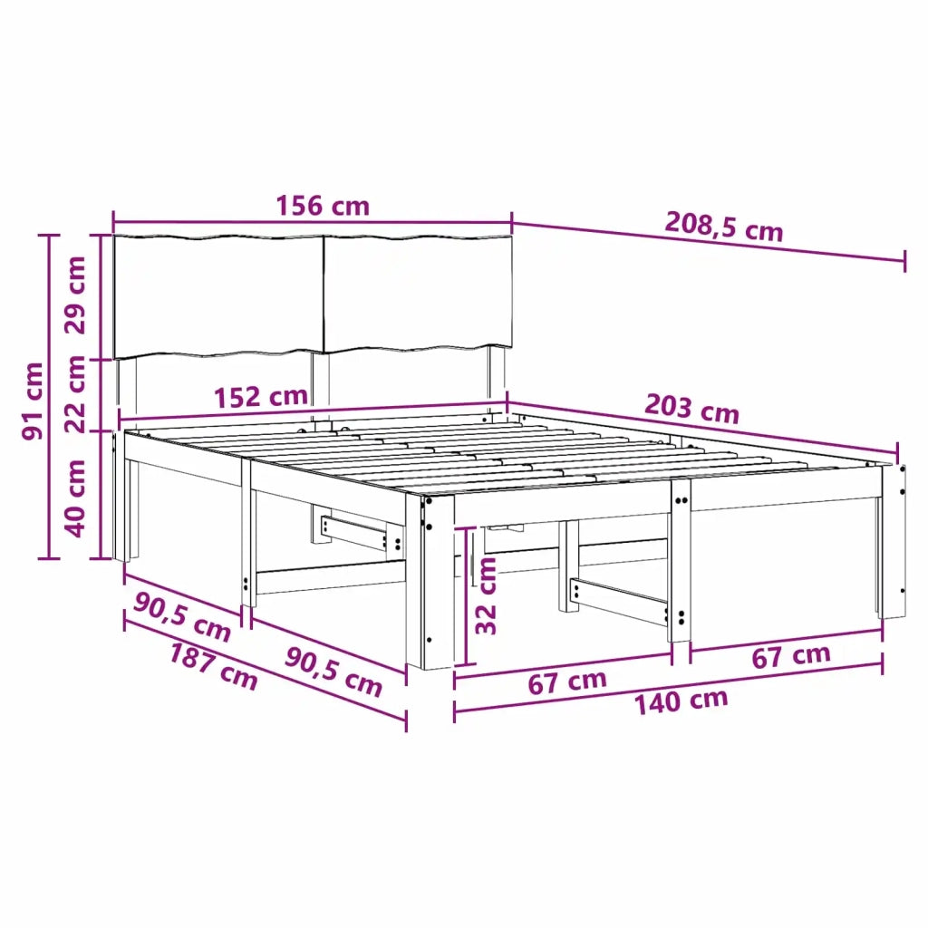 Letto matrimoniale con testiera ROSTOCK Naturale 152 x 203 cm 3405503