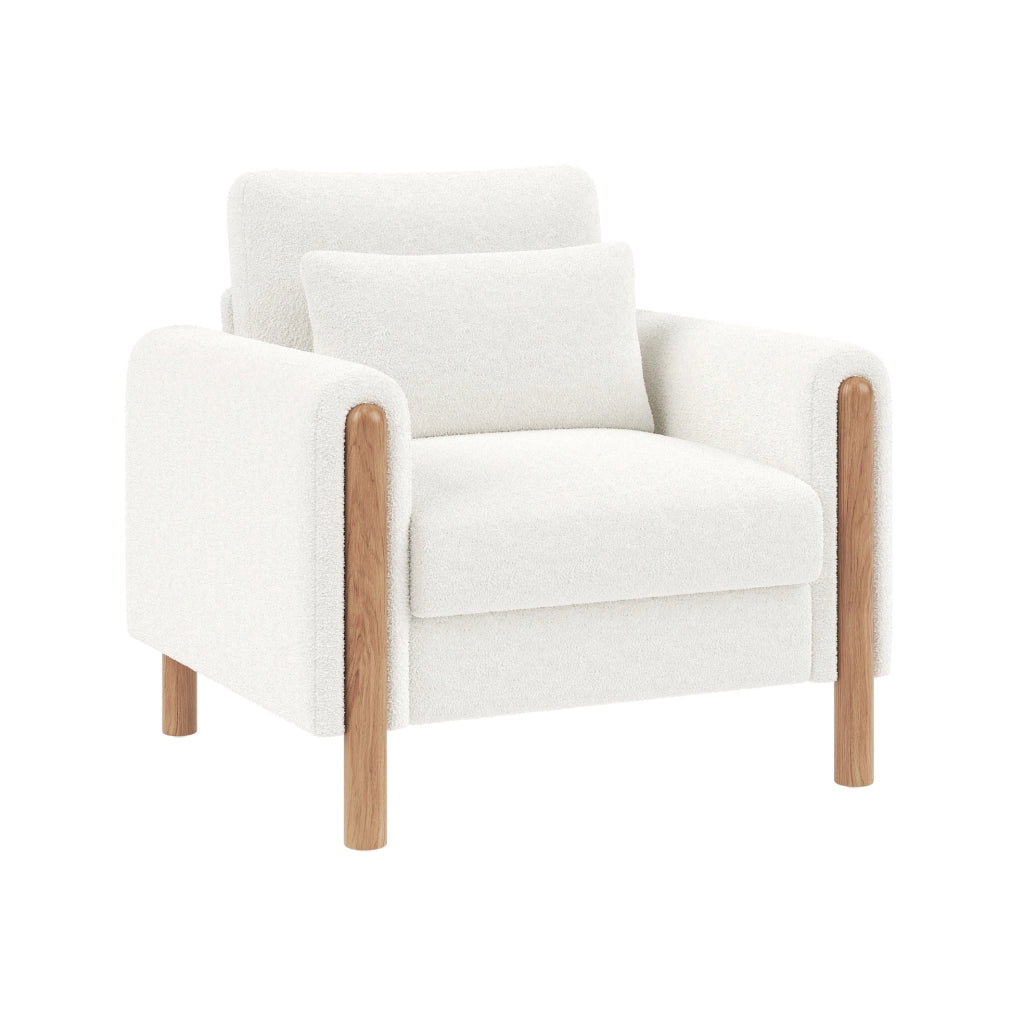 Poltrona 87x83x88.5 cm con cuscino spesso; in tessuto Teddy; bianco
