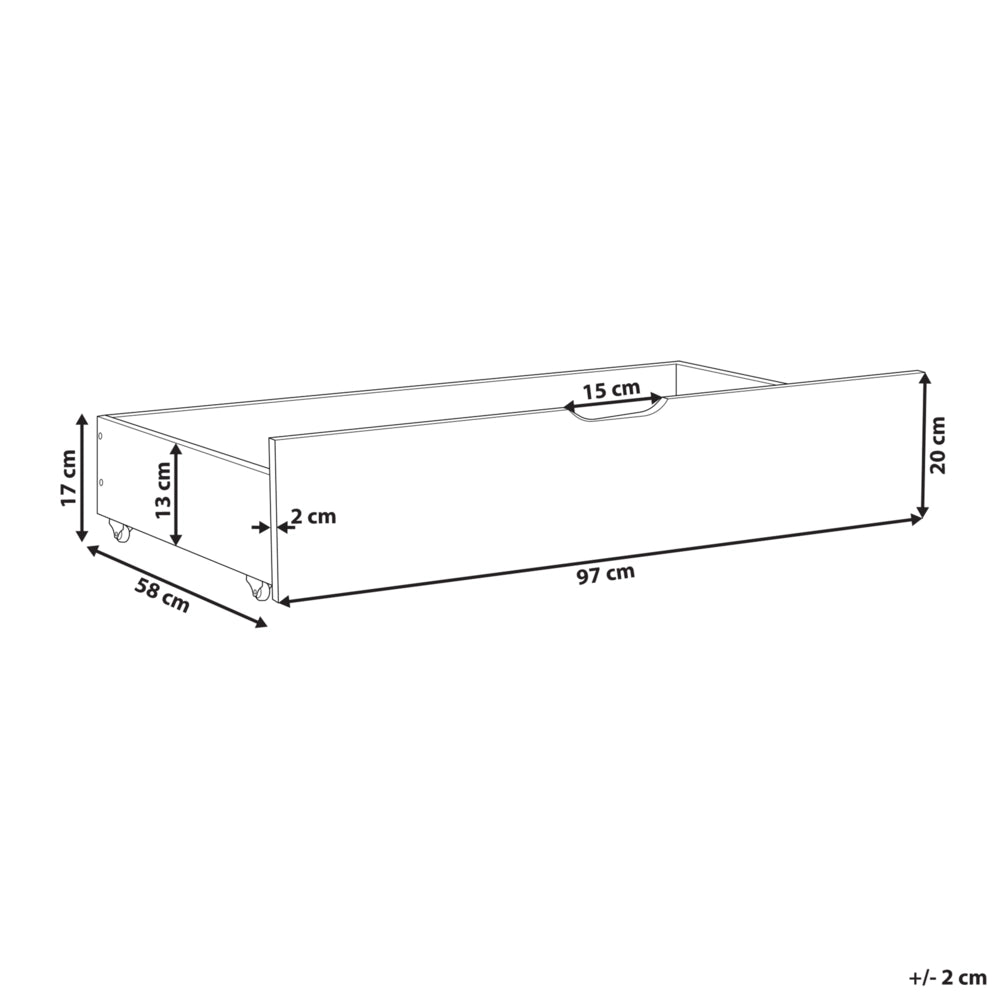 Set di 2 cassetti letto contenitore sottoletto in legno massello grigio con ruote