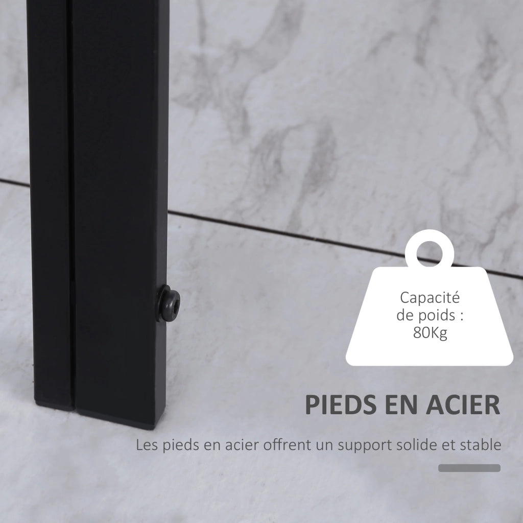 Tavolo da pranzo allungabile per 4 persone ¨C zephmum ¨C nero vetro temperato metallo 120x60x75