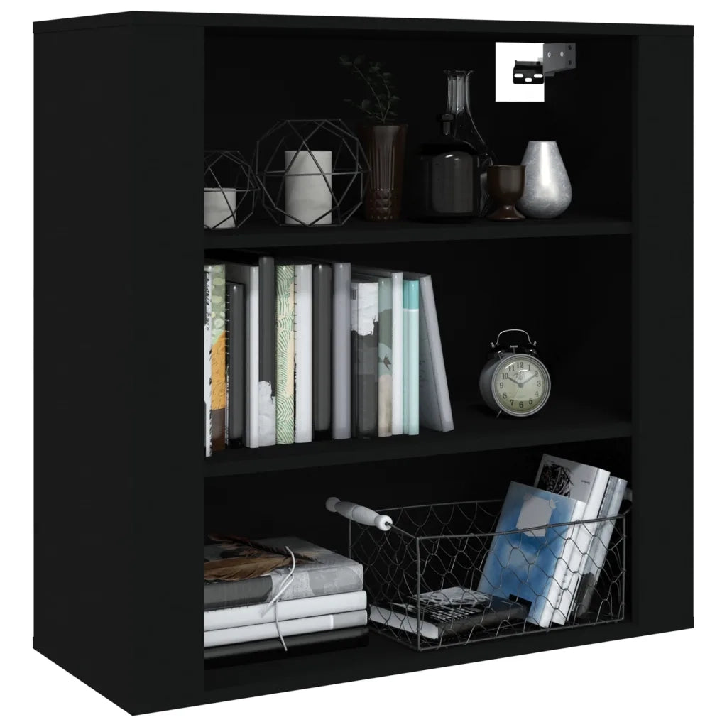 Mobile a Parete Nero 80x33x80 cm in Legno Multistrato 816593