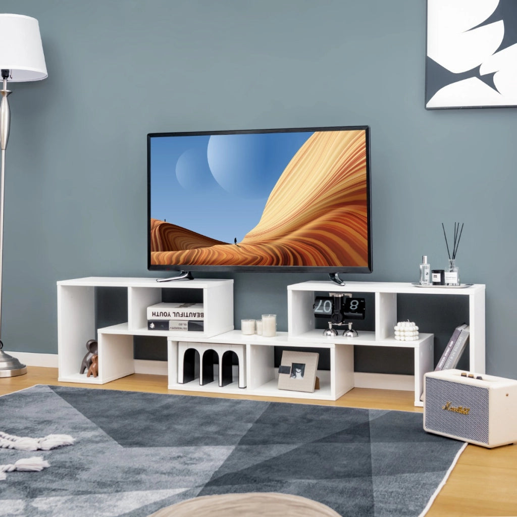 Supporto per console TV 65 pollici in 3 pezzi-Centro di intrattenimento per riporre e esporre Bianco