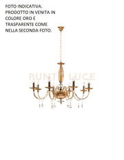 LAMPADARIO CECILIA 8 LUCI VETRO E CRISTALLO ORO E TRASPARENTE ATTACCO E14 D.85CM
