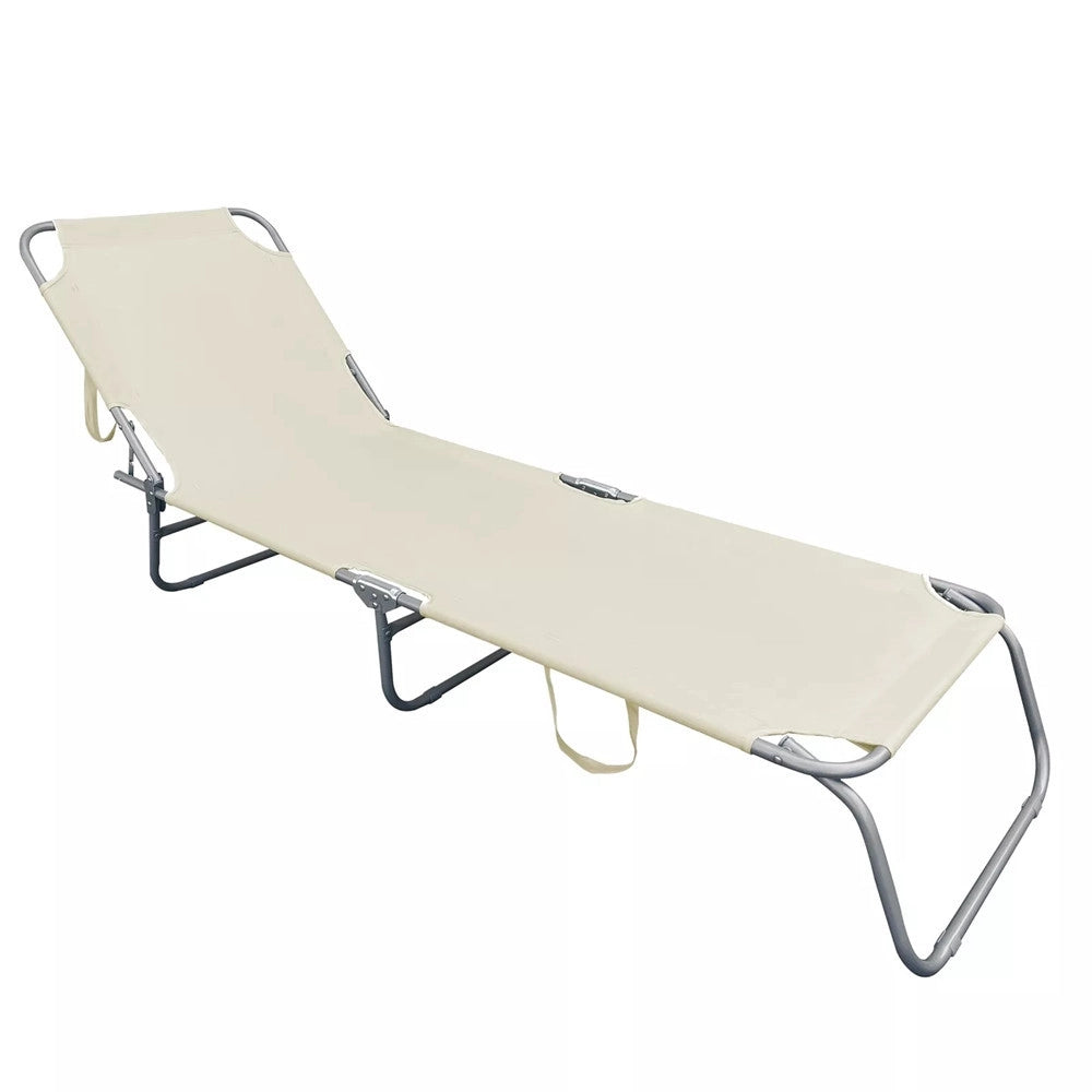 Trade Shop - Lettino In Textilene Crema Per Mare Giardino Schienale Regolabile In 3 Posizioni 281047 -