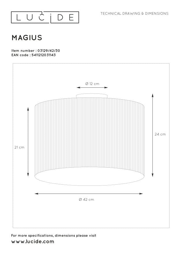 Plafoniera Lucide Magius rattan marrone/nera E27 42cm