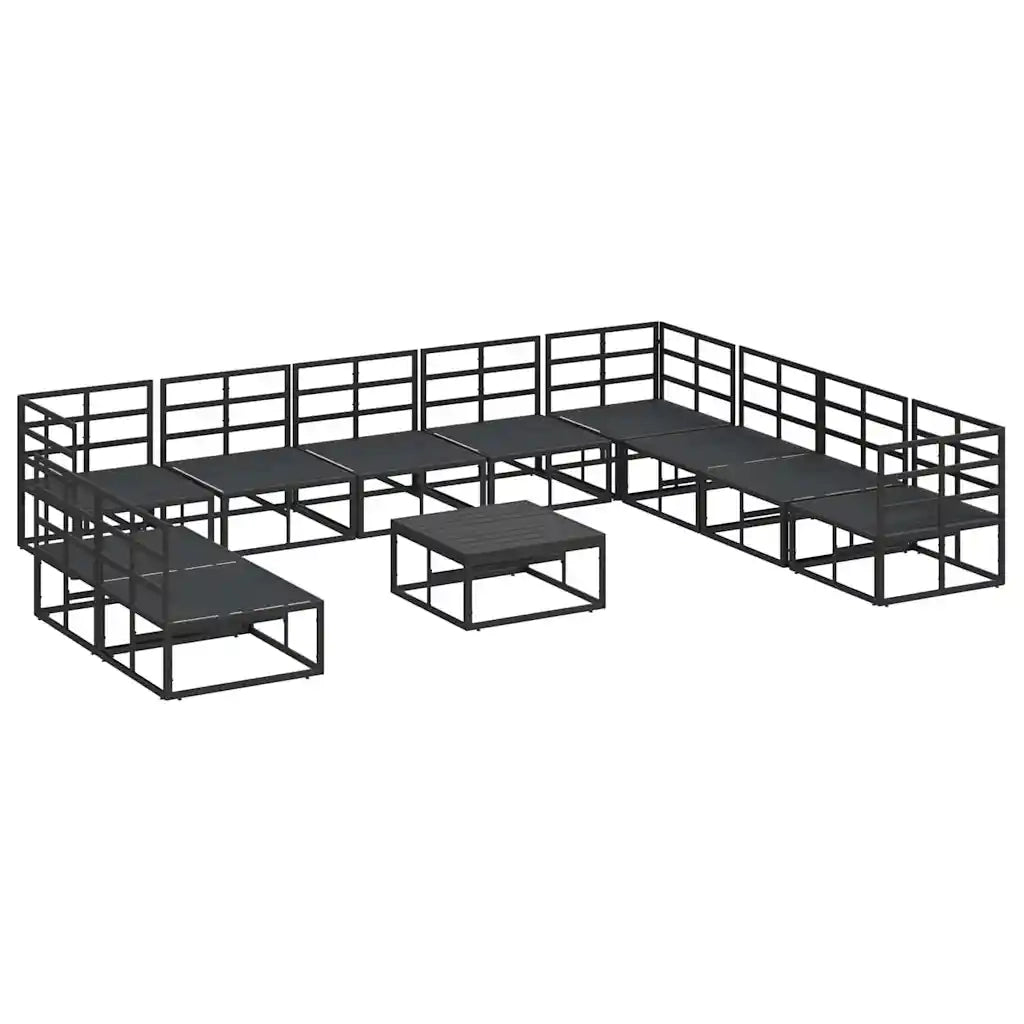 vidaXL Set Divano da Giardino con cuscino 11 pcs Nero Alluminio