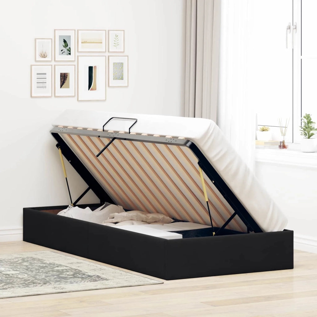 Letto ottomano con archiviazione Nero 90 x 190 cm Velluto