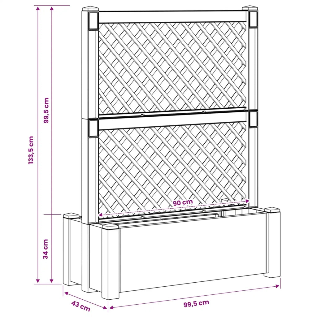 Grande vaso con trellis Bianco 99,5 x 43 x 133,5 PP CFW7973268