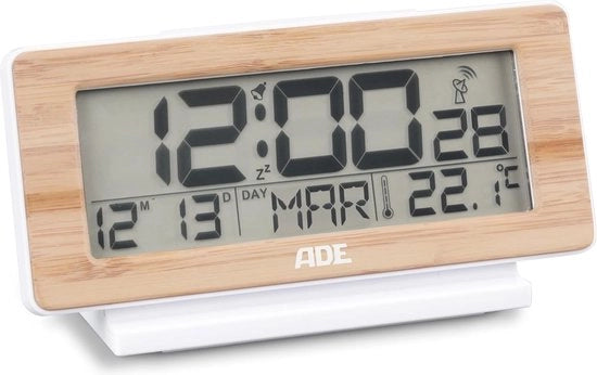 Alarme Digitale con Visualizzazione della Temperatura e Calendario in Design di Bambù - Display LCD con Funzione di Riposo
