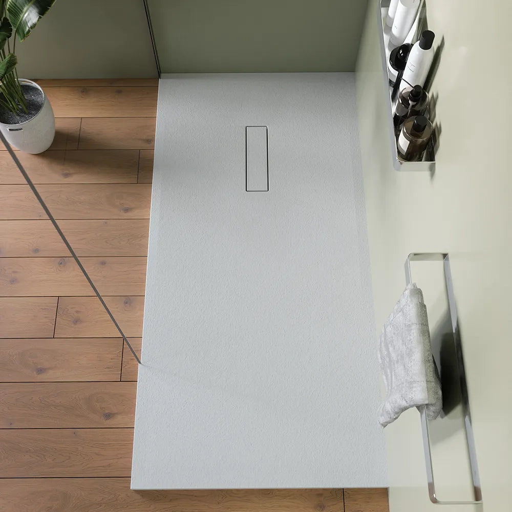Piatto doccia 80x160 cm in marmoresina bianco effetto pietra | Merlera