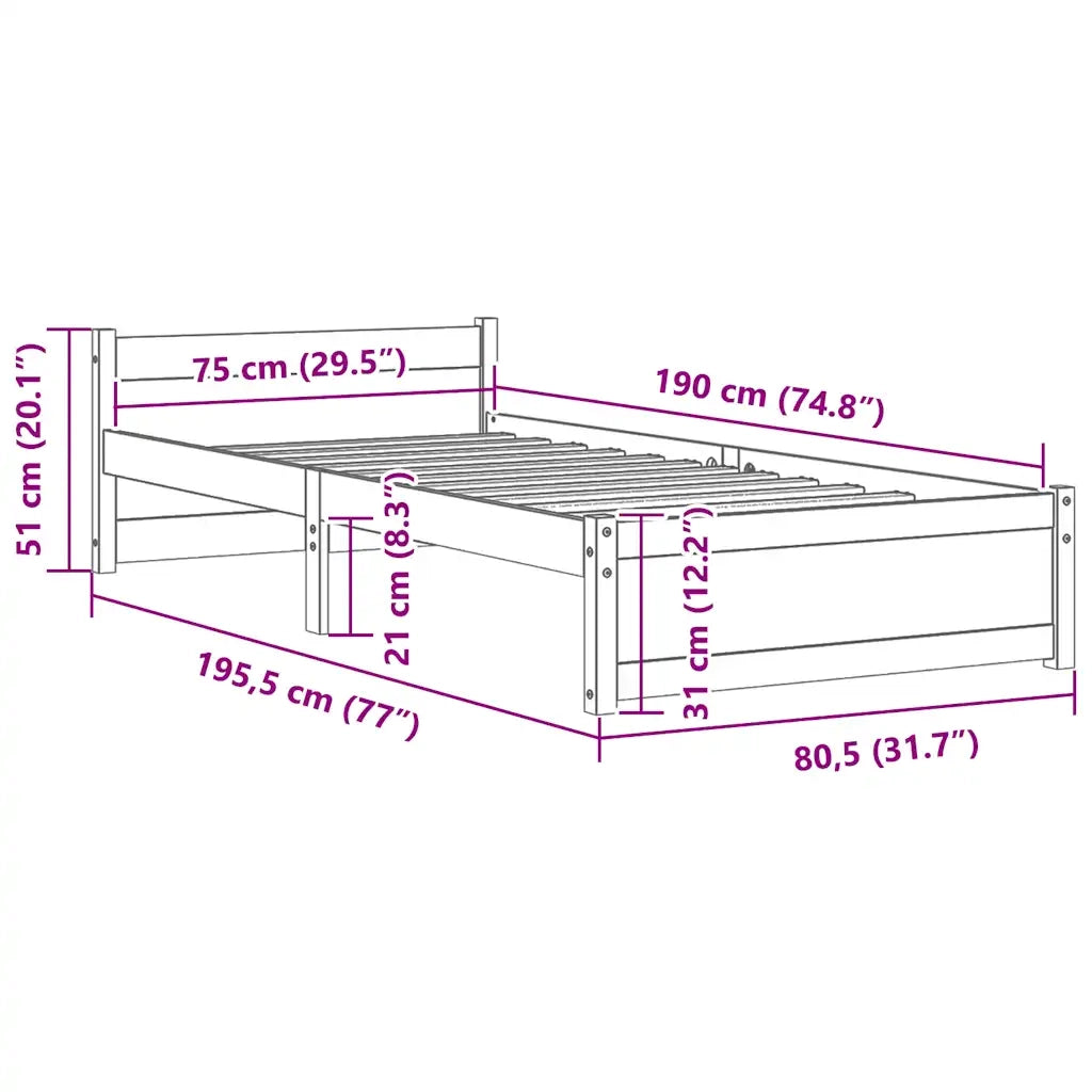 Giroletto in Legno Massello 75x190 cm Small Single 815004