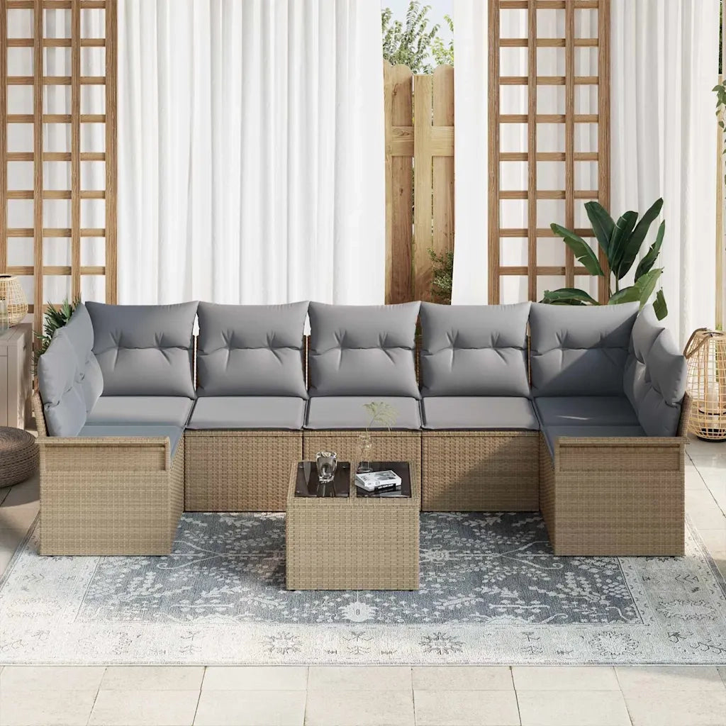 Set Divano da Giardino 8 pcs Beige e grigio polyrattan 3353949