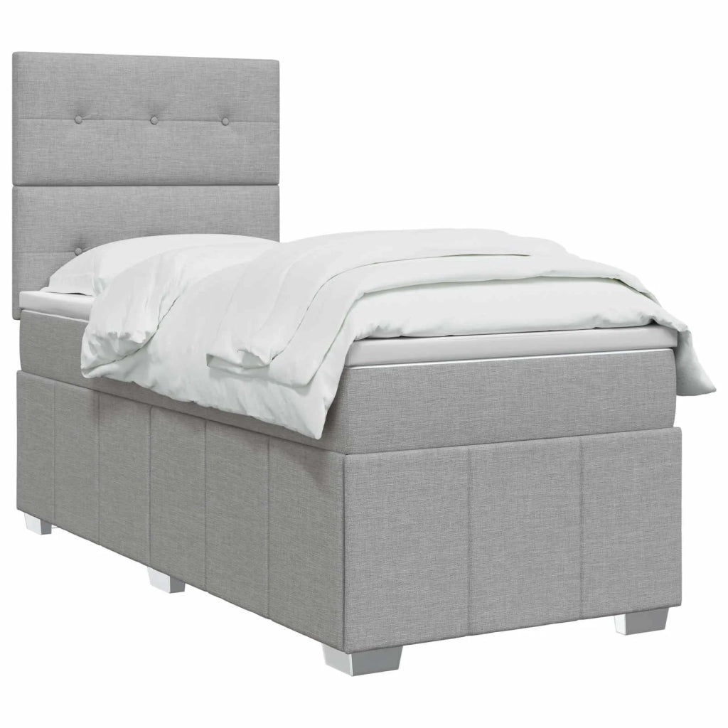 Letto box spring con materasso Grigio Chiaro Singolo Tessuto 3454234