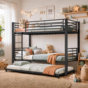 Letto a castello 90x200 cm con letto estraibile in metallo nero