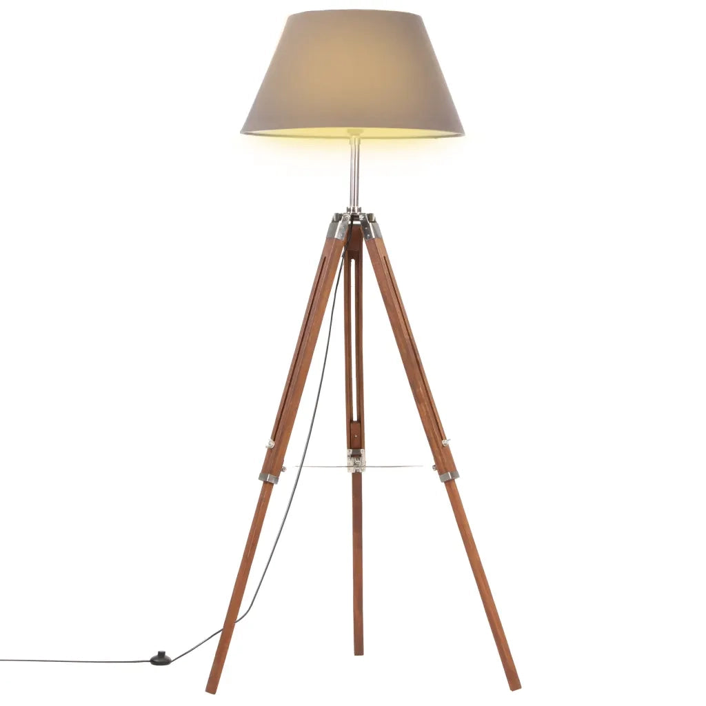 Lampada a Treppiede Marrone e Grigio in Legno di Teak 141 cmcod mxl 105621