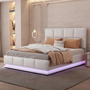 Letto imbottito 140x200 cm con LED, contenitore e struttura sollevabile