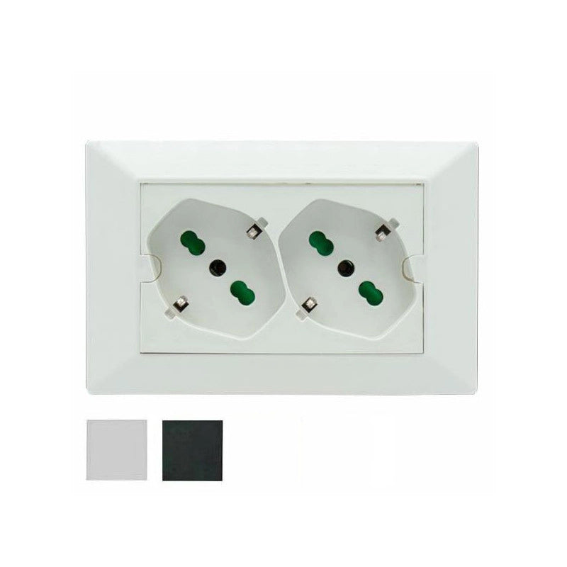 Frutto Doppia Presa Sk 10/16a Nero Opera 42101 Fme