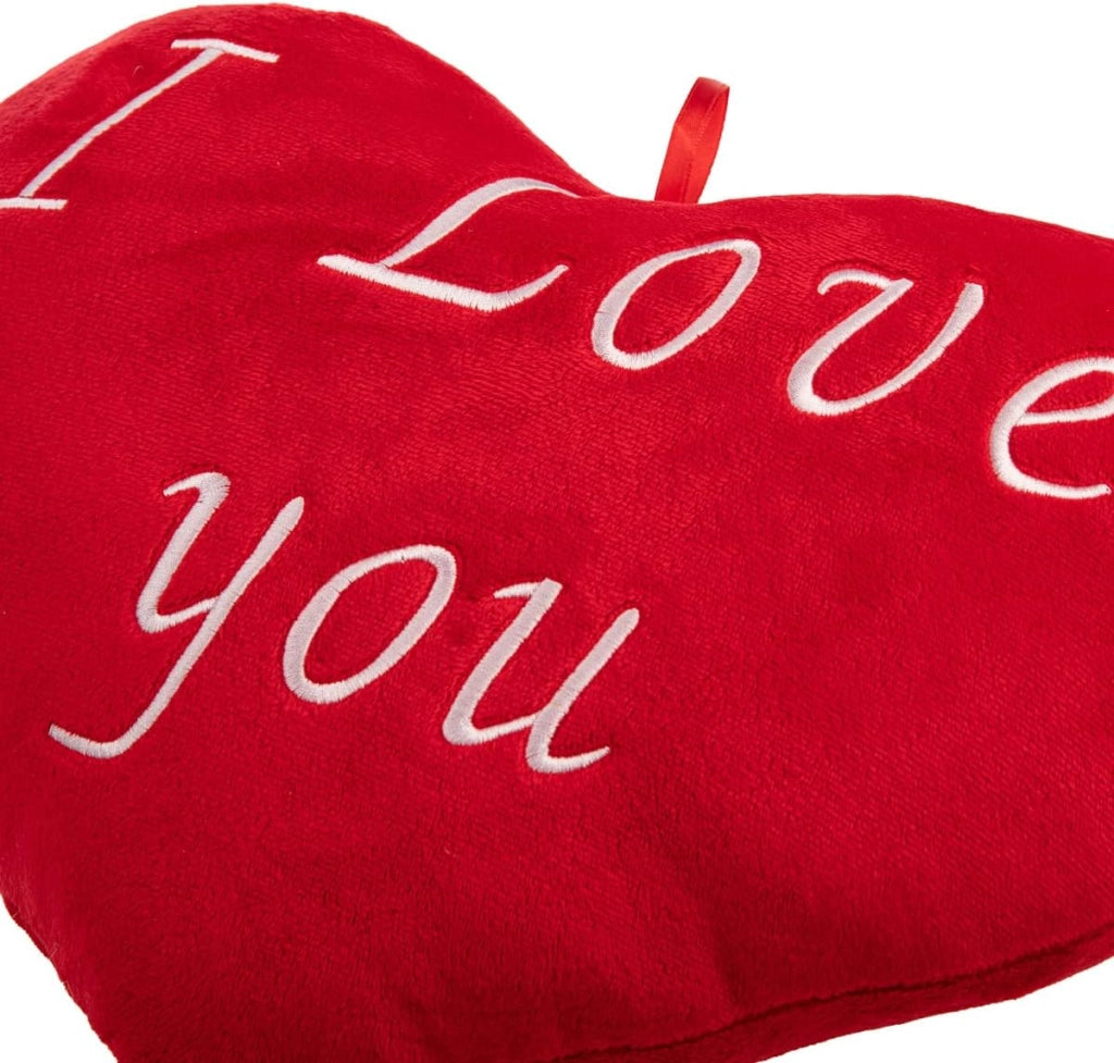 Cuscino a Cuore Morbido Scritta Ricamata I Love You 32 cm Cuore di Peluche Regalo Festa degli innamorati Amore