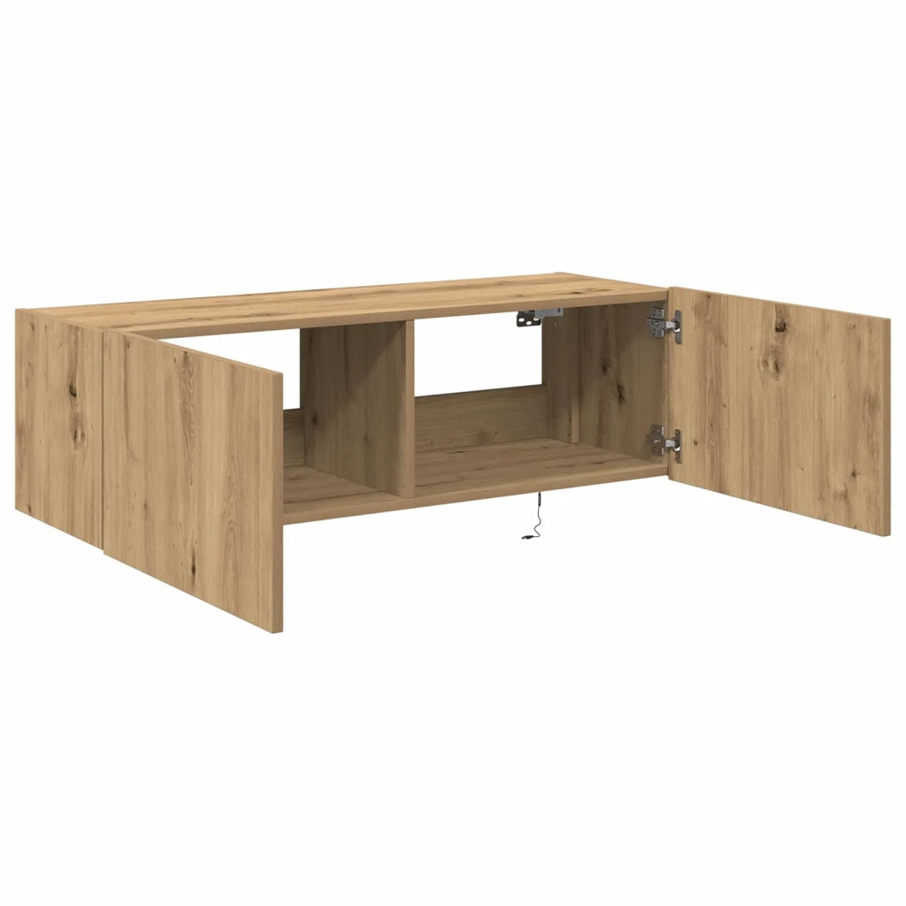 Mobile TV da parete con LED Rovere artigianale 100 x 35 x 31 cm 863111