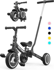 Triciclo 7 in 1 per bambini con manubrio regolabile e ruote ripiegabili