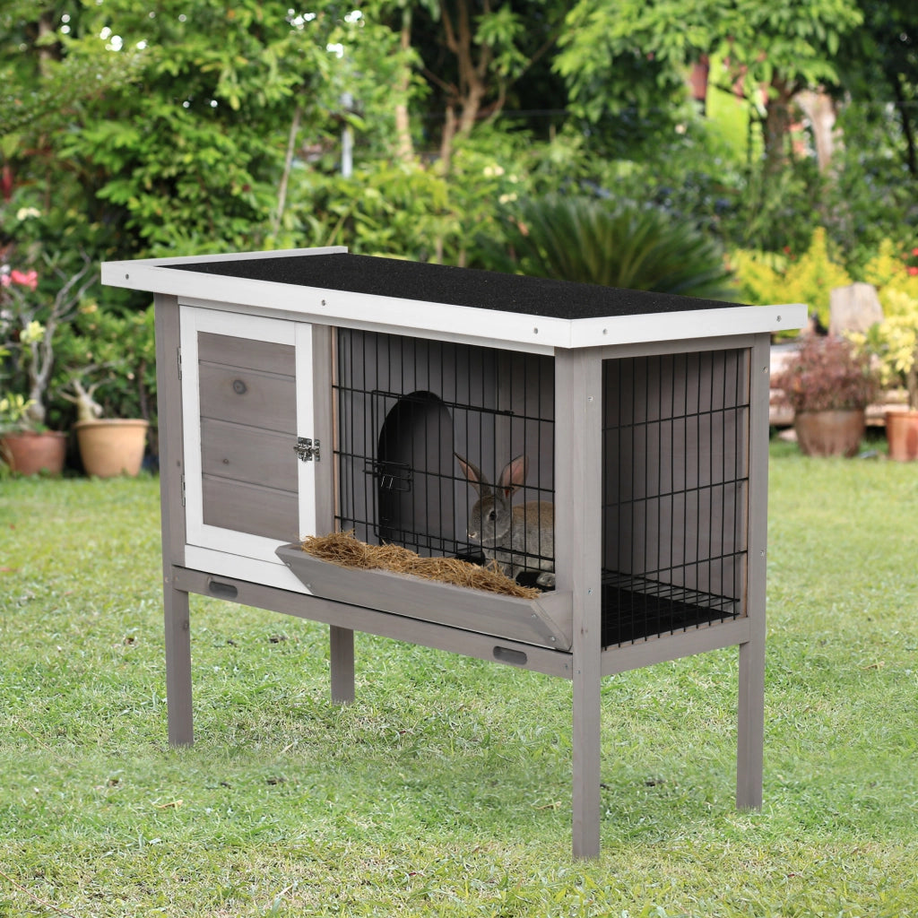 Conejera Jaula Elevada per Animali Piccoli ¨C zephmum ¨C Grigio 91x46x71 cm