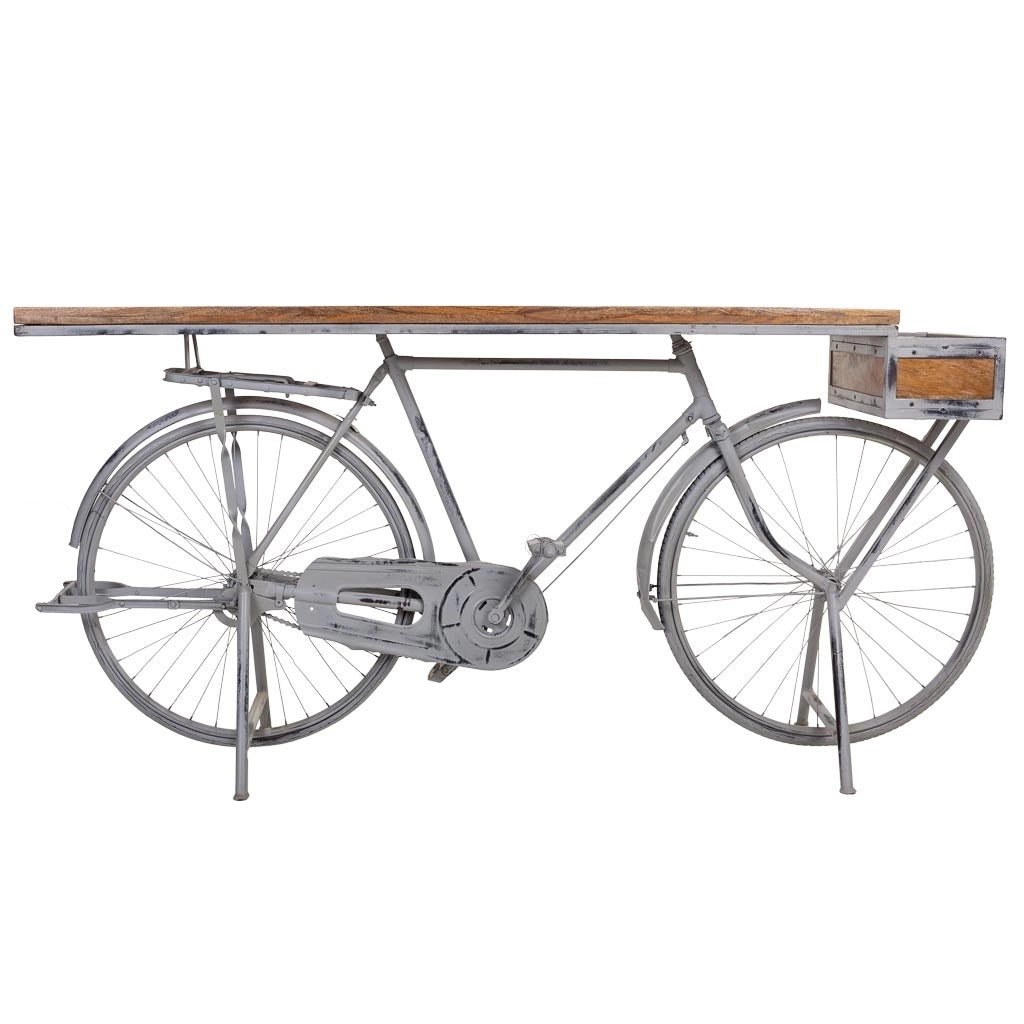 Mobile da ingresso in legno e metallo laccato argento 198x50x94h