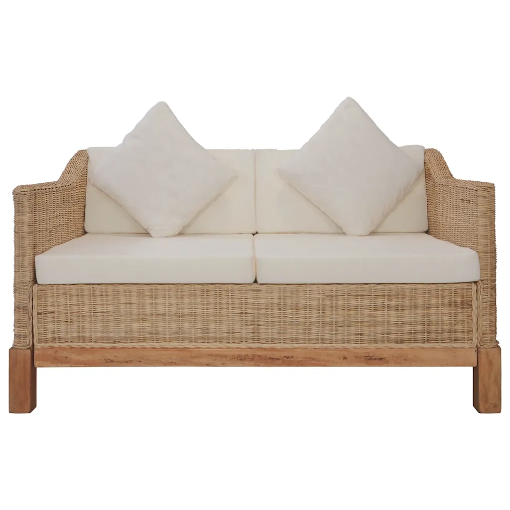 Set di Divani 2 pz con Cuscini in Rattan Naturale cod mxl 6260