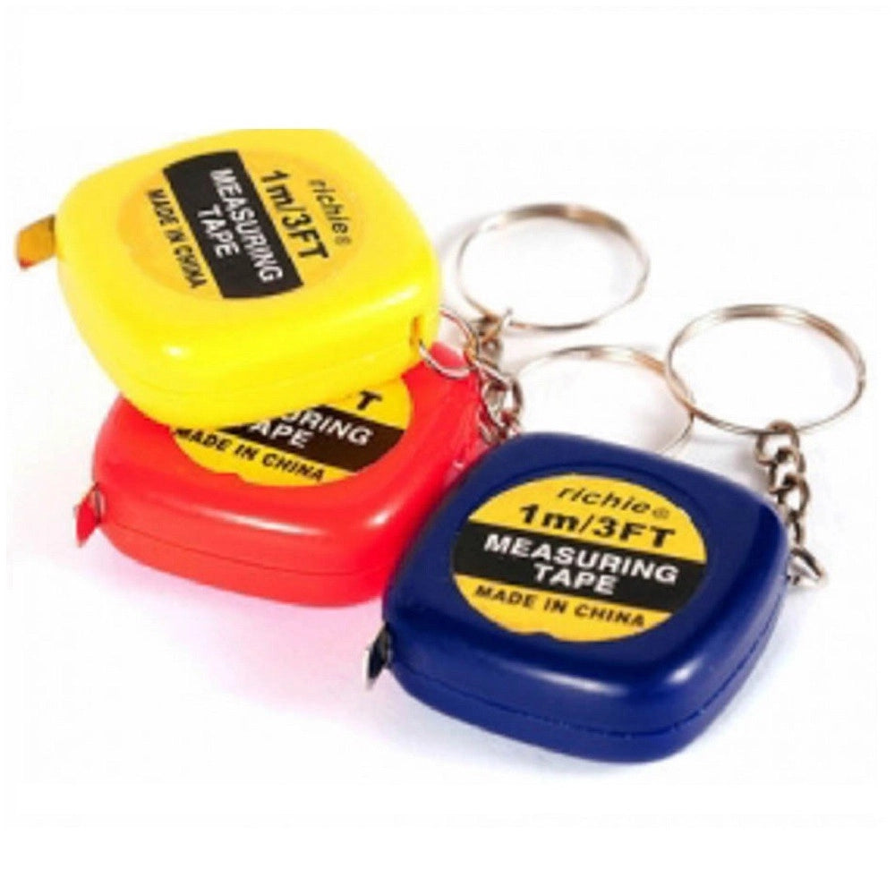 Trade Shop - Set 2 Mini Flessometro 1m Metro Flessibile Con Frizione Retrattile Portachiavi -